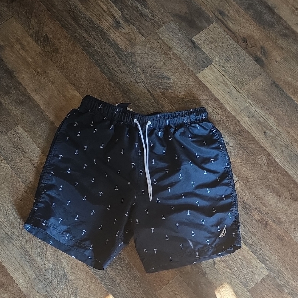 Nautica Black Anchor Swim Trunks